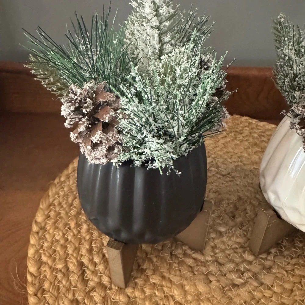 2 Faux Pine Plants